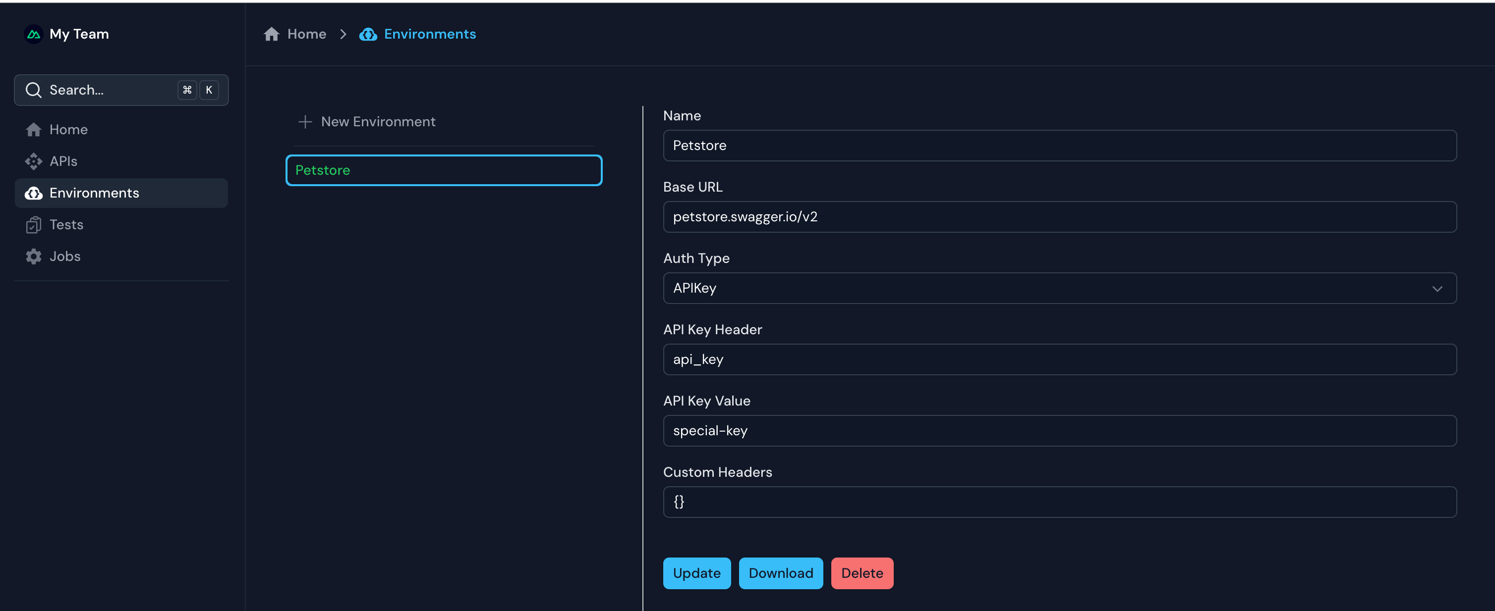 Manage environments